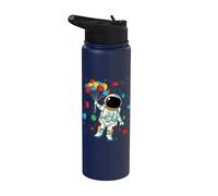 Astronaut in Space Colorful Block Building Brick Builder Stainless Steel Insulated Water Bottle