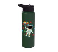 Astronaut in Space Colorful Block Building Brick Builder Stainless Steel Insulated Water Bottle