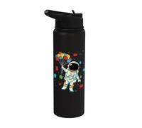 Astronaut in Space Colorful Block Building Brick Builder Stainless Steel Insulated Water Bottle