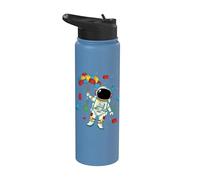 Astronaut in Space Colorful Block Building Brick Builder Stainless Steel Insulated Water Bottle