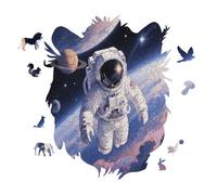 Astronaut in Space Personalized Jigsaw Puzzles, 141 Pcs Wooden Jigsaw Puzzle Tiger Head Shape Puzzle Gift