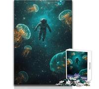 Astronaut in Space with Jellyfish 1000 Piece Jigsaw Puzzles for Adults Teenagers Creative Problem Solving Game Heartfelt Memorable Gift Idea Size 50x75cm