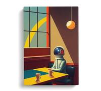Astronaut In The Cafe Canvas Print | Gallery Wrapped 30mm Frame Wall Art | 30x20 inches | Ready to Hang | Modern Space Picture | Living Room Bedroom Lounge Office