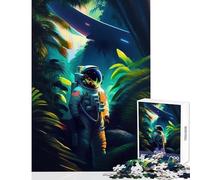 Astronaut In The Jungle for Adults 1000 Piece Jigsaw Puzzle Art Work Gifts Improve Memory Toy Wall Decor for And from 14 Years And over (38x26cm)