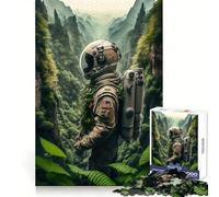 Astronaut In The Jungle Jigsaw Puzzle for Teenagers 1000 Pieces Brain Stimulation Cozy Relaxation Premium Cut Perfect Present (38X26CM)