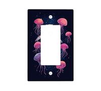 Astronaut Jellyfish Light Switch Cover Plate/Outlet Covers, Dark Blue Space Theme for Bedroom Decor, Thermoplastic Wall Plates, Standard Size Single Rocker