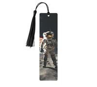 Astronaut Landing on The Moon Metal Bookmarks with Tassel,Cool Book Markers for Reading Women, Men,Aluminum Hanging Ornament Fancy Handmade Craft Reading Accessories Gift for Book Lovers S