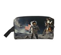 Astronaut Landing On The Moon Portable Large-Capacity Travel Toiletry Bag (Print Models) Waterproof Makeup Storage Bag for Men and Women for Business Trips, Fitness, Bathroom, Daily Storage