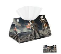 Astronaut Landing on The Moon Tissue Holder Napkin Dispenser Decorative Tissue Box Holder Paper Holder for Bathroom Office 7.9" L x 4.9" W x 4.5" H