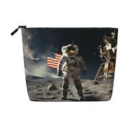 Astronaut Landing On The Moon Toiletry Bags for Women, Portable Travel Cosmetic Bag, Daily Organiser with Zipper