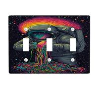 Astronaut Light Switch Cover Plate/Outlet Covers, Colorful Space Design for Wall Accents, Thermoplastic Wall Plates, Standard Size Triple Toggle