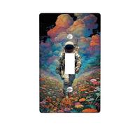 Astronaut Light Switch Cover Plate/Outlet Covers, Colorful Space Scene for Home Decor, Thermoplastic Wall Plates, Standard Size Single Toggle