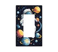 Astronaut Light Switch Cover Plate/Outlet Covers, Space Theme for Kids Room Decor, Thermoplastic Wall Plates, Standard Size Single Rocker