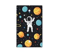 Astronaut Light Switch Cover Plates/Outlet Covers, Black Space Theme with Planets and Stars, Fun Design for Kids' Rooms, Thermoplastic Wall Plates, Standard Size Blank Cover Plate