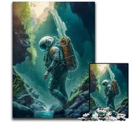 Astronaut Lost in CaveJigsawPuzzle 1000 Pieces for Adults Paper Jigsaw Educational Activity for Cognitive Skills Cognitive Skill Improvement 1000 PCS(38x26cm)