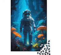 Astronaut Lost in Forest 1000-Piece Puzzle for Adults, 38x26cm/1000pcs; Smooth White Card with Reduced Dust; Easy to Continue on Another Evening