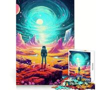Astronaut Lost on Alien Planet Jigsaw Puzzles for Adults 1000 Piece Reasoning Practice Leisure Activity Premium Edges Warm Xmas Gift (50X75CM)