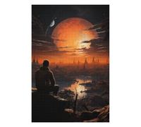 Astronaut Lost on Planet Detailed Wooden Jigsaw Puzzle for Adults, 1000 PCS