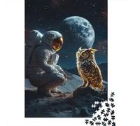 Astronaut Meets Cosmic Owl Jigsaw Puzzle for Adults, 1000 Pieces, 38x26cm/1000pcs, Quiet Home Activity, Evening Leisure And Puzzle Lovers