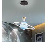 Astronaut Modern Pendant Light, Dimmable Creative LED Kids Room Planet Hanging Chandelier, Nursery Ceiling Lighting, LED Children's Room Lam (3 Colour Dimmable)