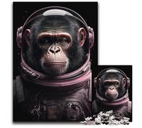 Astronaut Monkey 1000Pc Adults Jigsaw Puzzle cardboard Jigsaw Puzzles for Adults Family Fun Activity, Brain Challenge, for Teenager 26X38CM/10.23x14.96inch