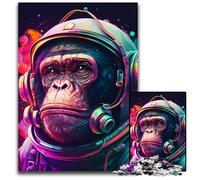 Astronaut Monkey 1000Pc Adults Jigsaw Puzzle Puzzles for Adults for Holidays, Birthdays, And Family Game Nights 26X38CM/10.23x14.96inch