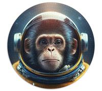 Astronaut Monkey Adult Jigsaw Puzzles 1000 Pieces 1000 Piece Round Puzzle Colorful Home Decor & Interactive Family Game, (Size 67.5x67.5cm)
