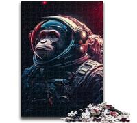 Astronaut Monkey Adult Jigsaws 1000 Pieces Difficult,Help The Brain Exercise Addictive Toys to Cultivate Patience Great Gift (38x26cm)