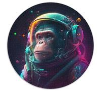 Astronaut Monkey Jigsaw Puzzles 1000 Pieces for Adults Round JigsawPuzzle 1000 Pieces for Adults Brain Teaser, Adult Game, Family Interactive Activity 67.5x67.5cm