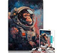 Astronaut Monkey Jigsaws 1000 Pieces for Adults,Challenging To Complete But Fun And Humorous Educational Game for Birthday 38x26cm