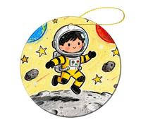 Astronaut Moon Adventure Christmas Tree Ornaments Ceramic Xmas Round Pendant Keepsake Gift for Xmas Tree Winter Holiday Hanging Ornament for Women Men 2.8 Inch 1 Pcs