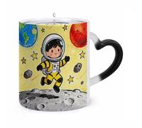 Astronaut Moon Adventure Color Changing Mug 11 Oz Heat Sensitive Ceramic Coffee Mug Novelty Magic Cup Heat Activated Cup for Office Home Use, Unique Gift Idea for Coffee Tea Drinkers
