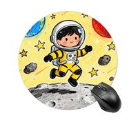 Astronaut Moon Adventure Mouse Pad Round Laptop Mouse Mat Cute Computer Mousepad Keyboard Pad Non-Slip Desk Pads for Gaming Office Work Home