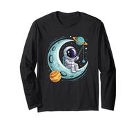 Astronaut Moon Fishing Cosmic Journey Long Sleeve T-Shirt