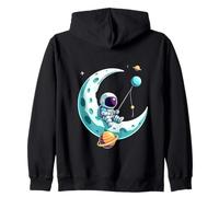Astronaut Moon Fishing Cosmic Journey Zip Hoodie