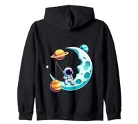 Astronaut Moon Fishing Cosmic Journey Zip Hoodie