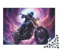 Astronaut Motorcycle Rider 1000 Piece Jigsaw Puzzle Paper for Adults Psychedelic Space Scene Jigsaw Puzzle for Family Home Decoration Focus 52x38cm/1000pcs