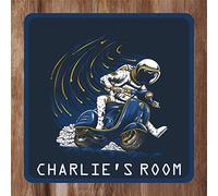 Astronaut On A Bike Kids Bedroom Door Sign Personalised For You - Any Name! Door Plaque,Girls/Boys,Nursery,Decor,Kids Room,Space