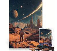 Astronaut on Alien Planet 1000 Pieces Jigsaws Adults Puzzles Mind Power Mind Calming Fun Uniform Edges (50X75CM)