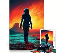 Astronaut on Alien Planet Landscape 1000 Pieces Puzzles for Adults Mind Recall Leisure Pleasure Firm Interlock Xmas Gift (50X75CM)