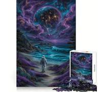 Astronaut on Alien Shore 1000 Pieces Jigsaws Adults Puzzles Cognitive Memory Serene Escape Exact Cut Art Xmas Gift (38X52CM)