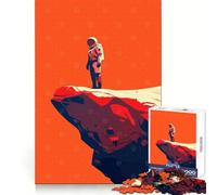 Astronaut on Martian Cliff Minimalist Art Illustration for Adults 1000 Piece Jigsaw Puzzle Logic Practice Peaceful Recreation Clean Edges Lovely Gift (50X75CM)