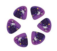 Astronaut on Mission in Outer Space 12 Pack Guitar Picks Plectrums with Organizer Storage Box, Guitar Picks for Bass Electric Acoustic Guitars Ukulele