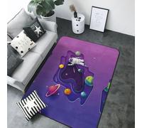 Astronaut on Mission in Outer Space Area Rug for Living Room Decor - Anti Slip Washable Throw Rug, 80x58 inches Indoor Carpet for Bedroom Living Room Decor