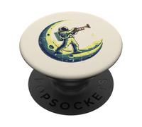 Astronaut On Moon Trumpet Funny Space Music Men Boys Kids PopSockets Adhesive PopGrip