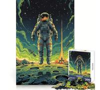 Astronaut on Moon with Launching Rocket Jigsaw Puzzle 1000 Pieces Brain Exercise Soothing Hobby Precision Cut Holiday Present (50X75CM)