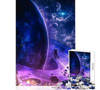 Astronaut on Ringed Planet in Space 1000 Pieces Jigsaws Adults Puzzles Gifts Mindful Soothing Leisure Game Soothing Stress Free Play (50x75cm)
