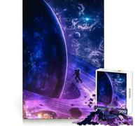 Astronaut on Ringed Planet in Space Jigsaw Puzzle 1000 Piece Enhance Recall Stress Free Fun Precision Cut Warm Xmas Gift (38X52CM)