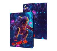 Astronaut on Skateboard Jellyfish Cute Tablet Case Unisex Slim Hard Protective Cover Compatible with iPad 9th/ 8th/ 7th