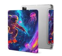 Astronaut on Skateboard Jellyfish Cute Tablet Case with Pencil Holder Unisex Slim Hard Protective Cover Compatible with iPad 2020 /Pro 2020/2020 AIR 4 /Pro 2021